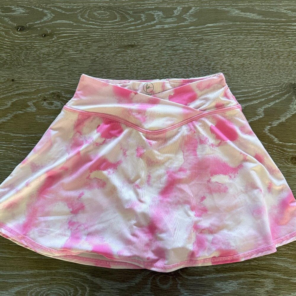 Girls 90 Degree pink/white tie dyed pull on skort size medium 10